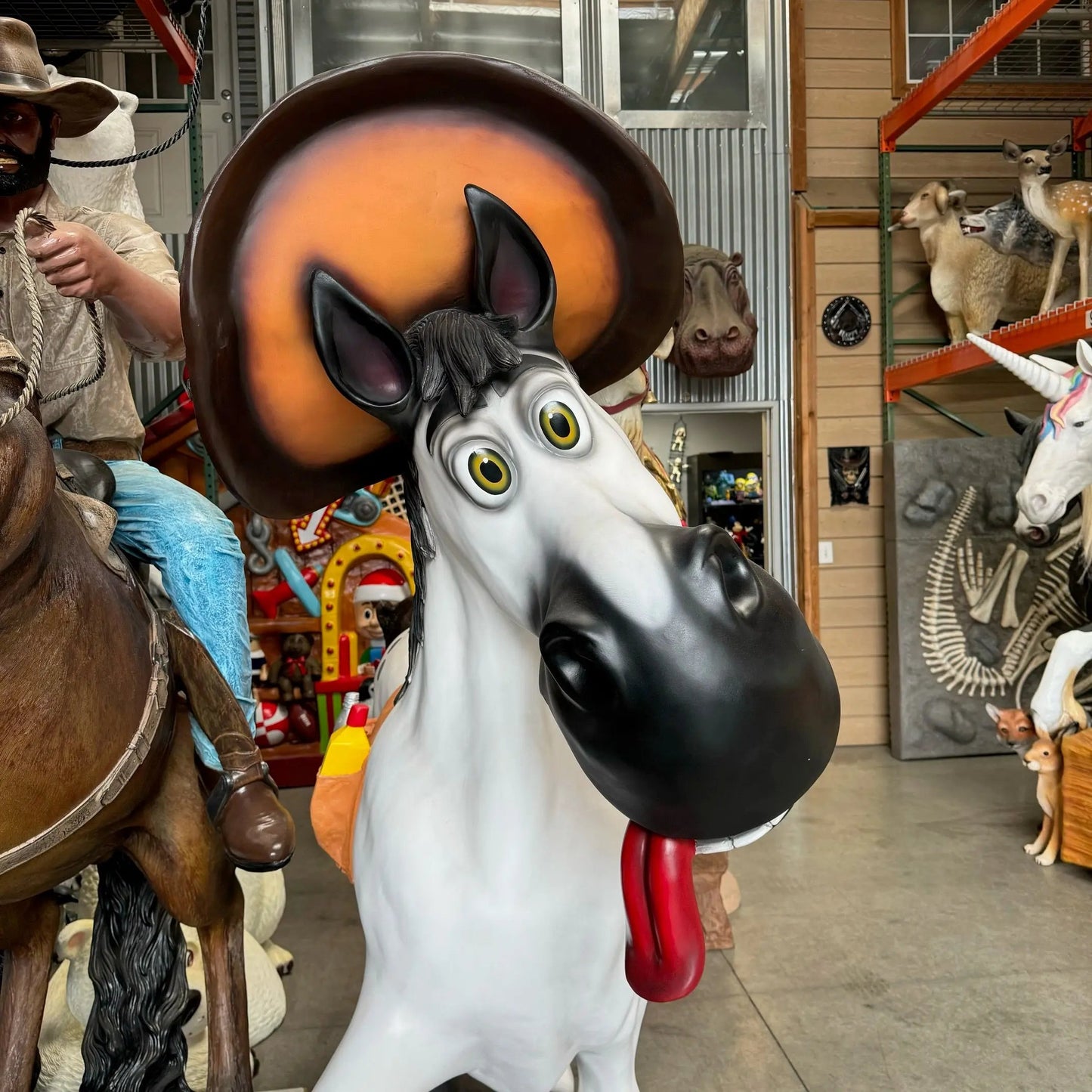 Comic Drunken Horse Statue A0634-C024-PT