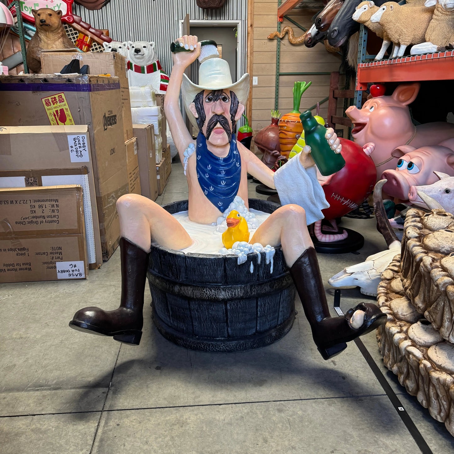 Bathing Cowboy Life Size Statue LS259-C178-PT