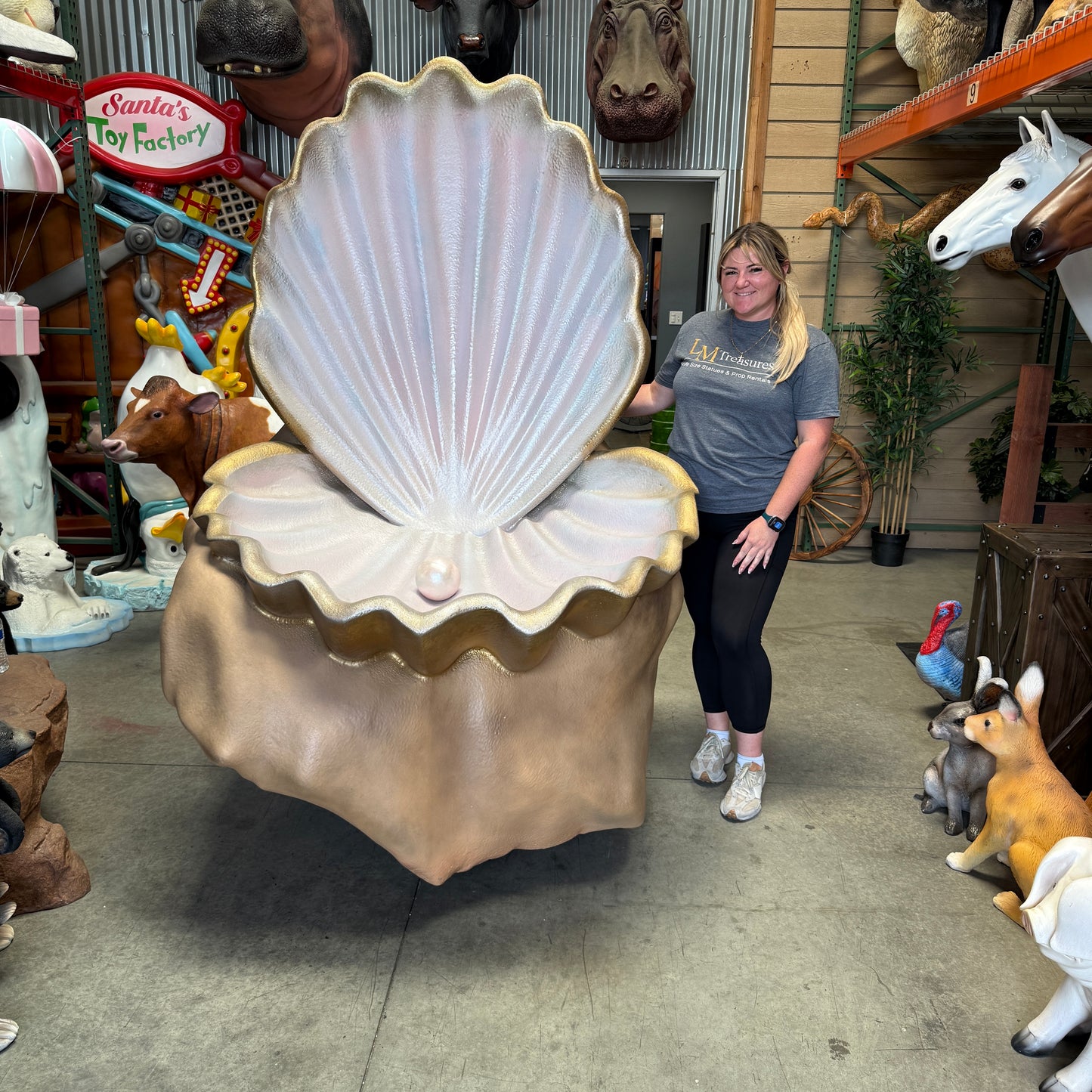 Large Clam Shell on Rock Statue