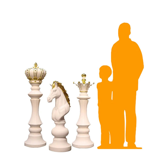 White Chess Set of 3 Statues SP014W-SET3-H
