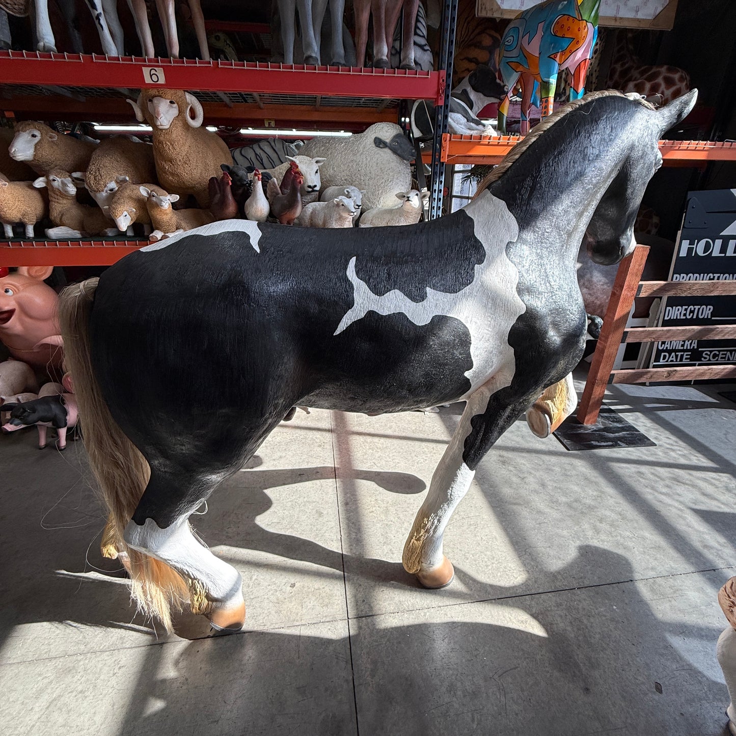 Black And White Piebald Horse Statue
