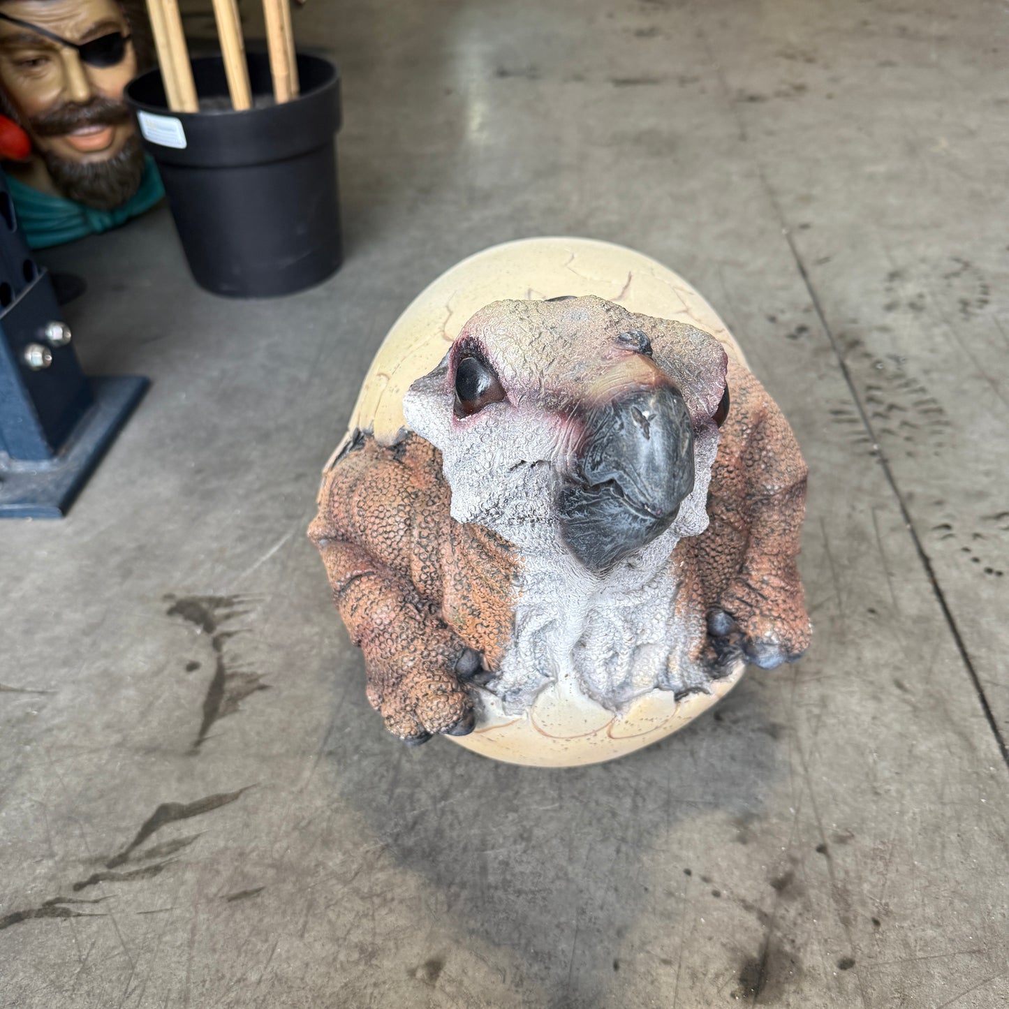 Hatching Triceratops Dinosaur Egg Statue