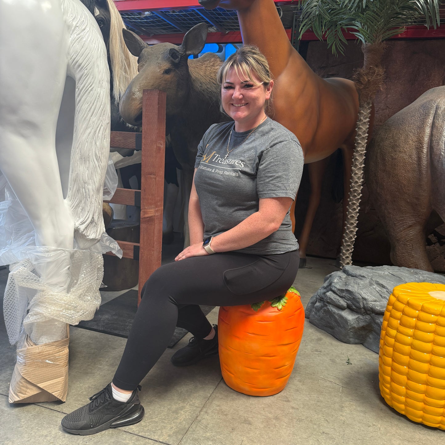 Carrot Veggie Table Stool Statue