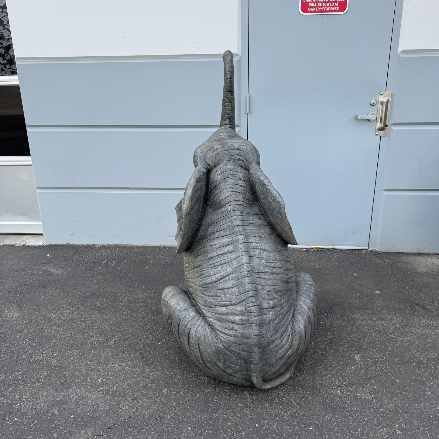 Sitting Elephant Trunk Up Statue