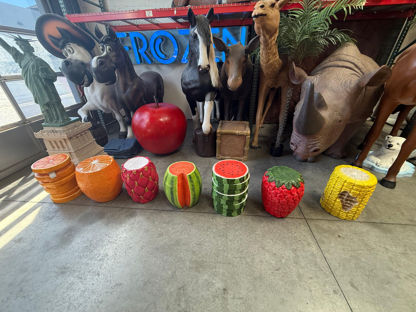 Orange Fruit Table Stool Statue