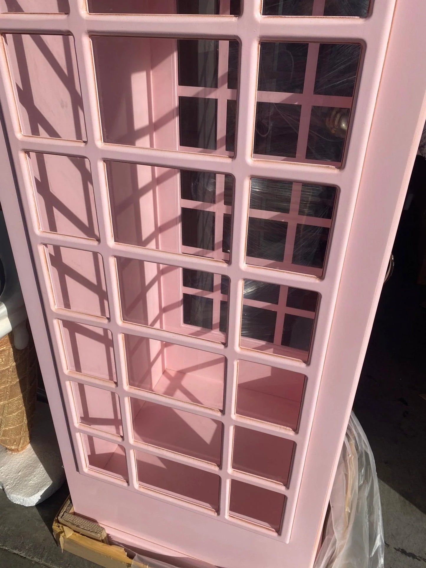 Light Pink British Phone Booth Life Size Statue