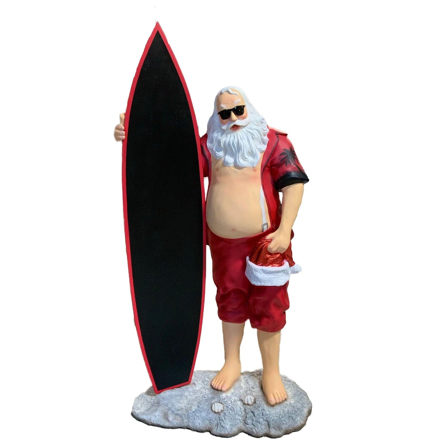 Santa Claus With Surfboard Statue