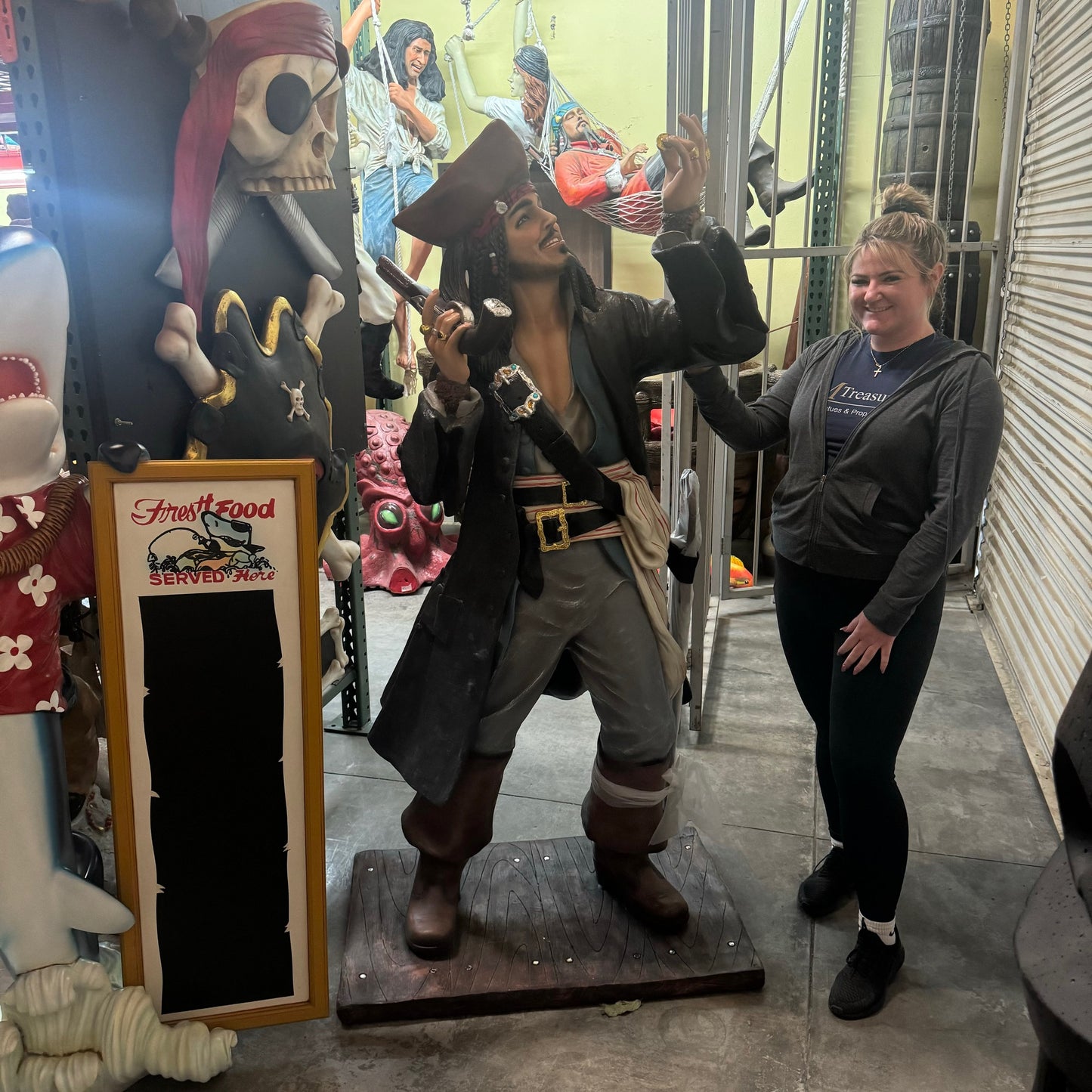 Pirate Jack With Coin Life Size Statue