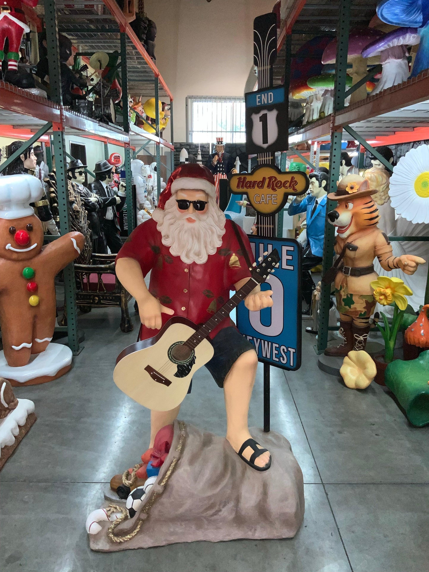 Rock N Roll Santa Claus Statue