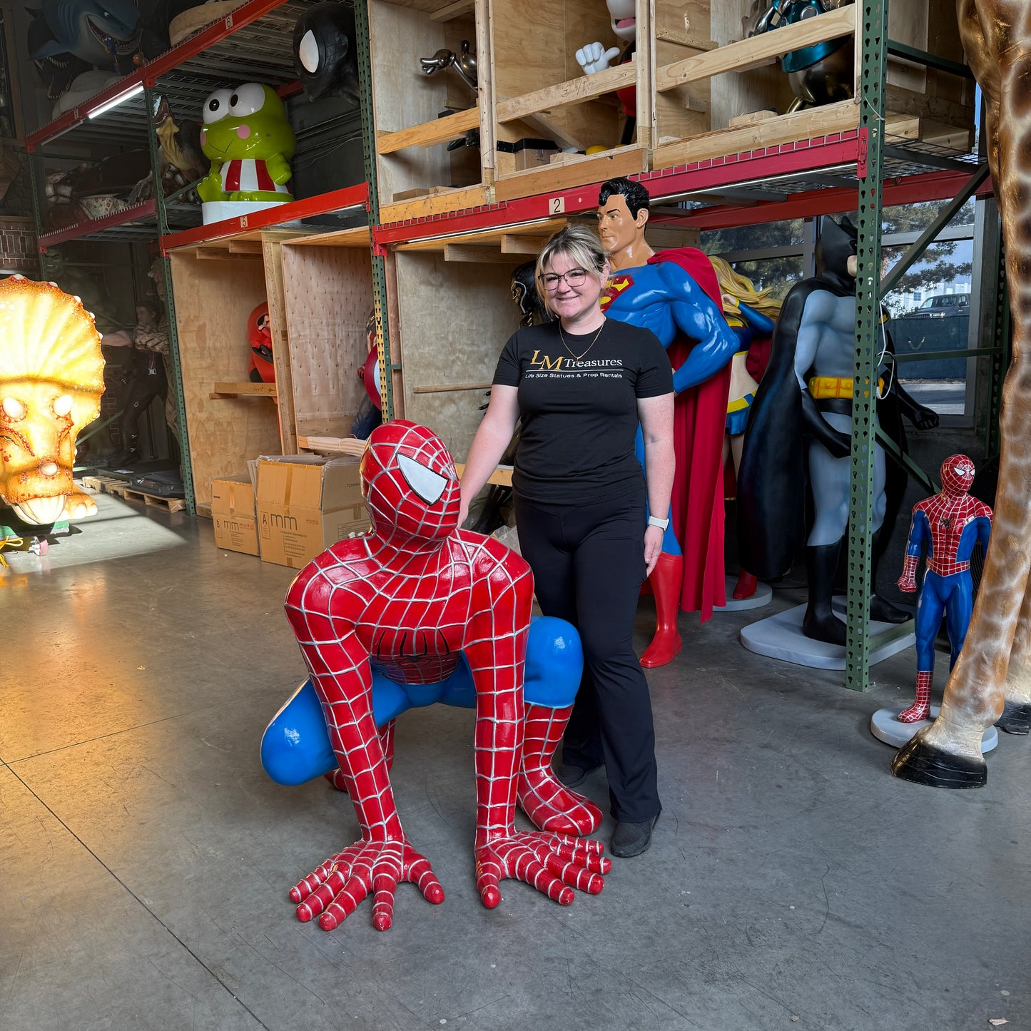 Sticky Super Hero Squatting Life Size Statue