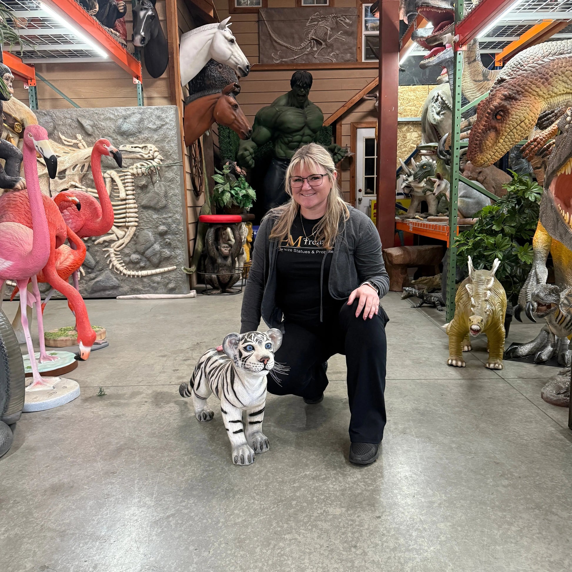 Siberian Tiger Cub Standing Statue A0313-110124-H