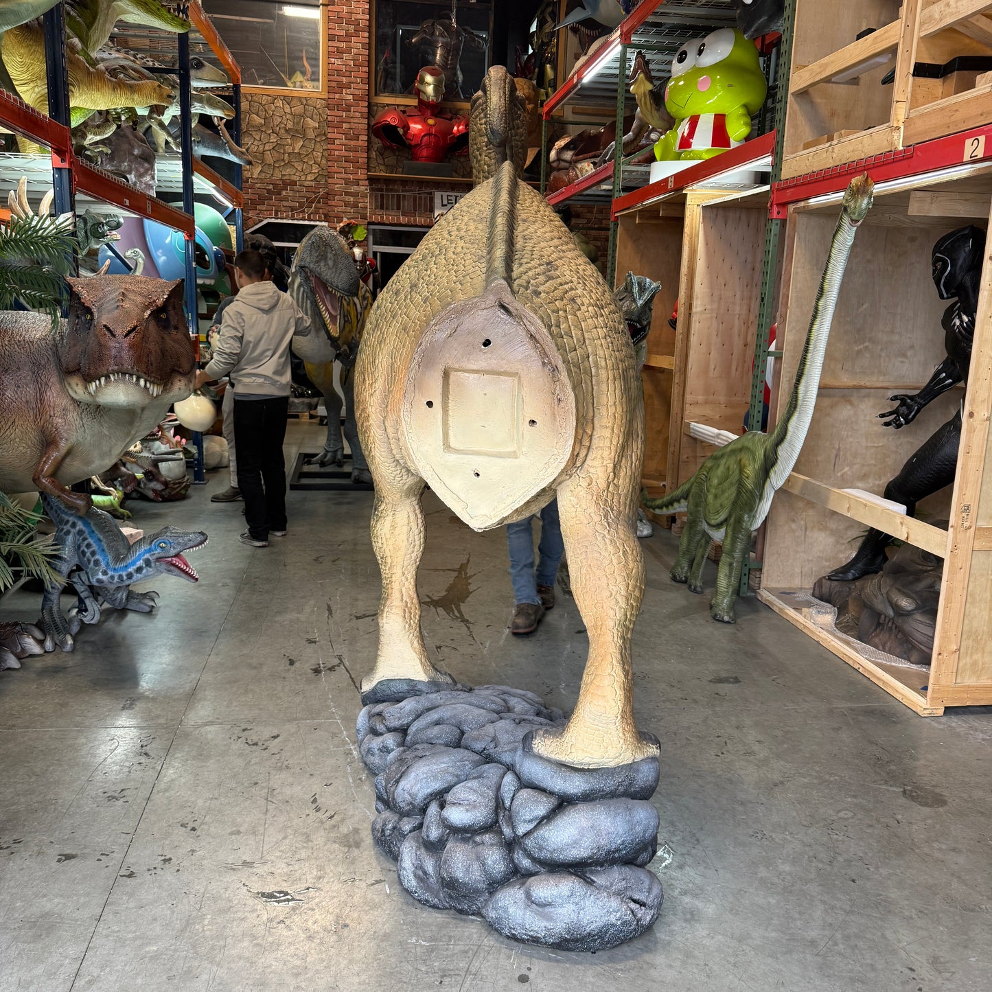 Green Parasaurolophus Dinosaur Life Size Statue