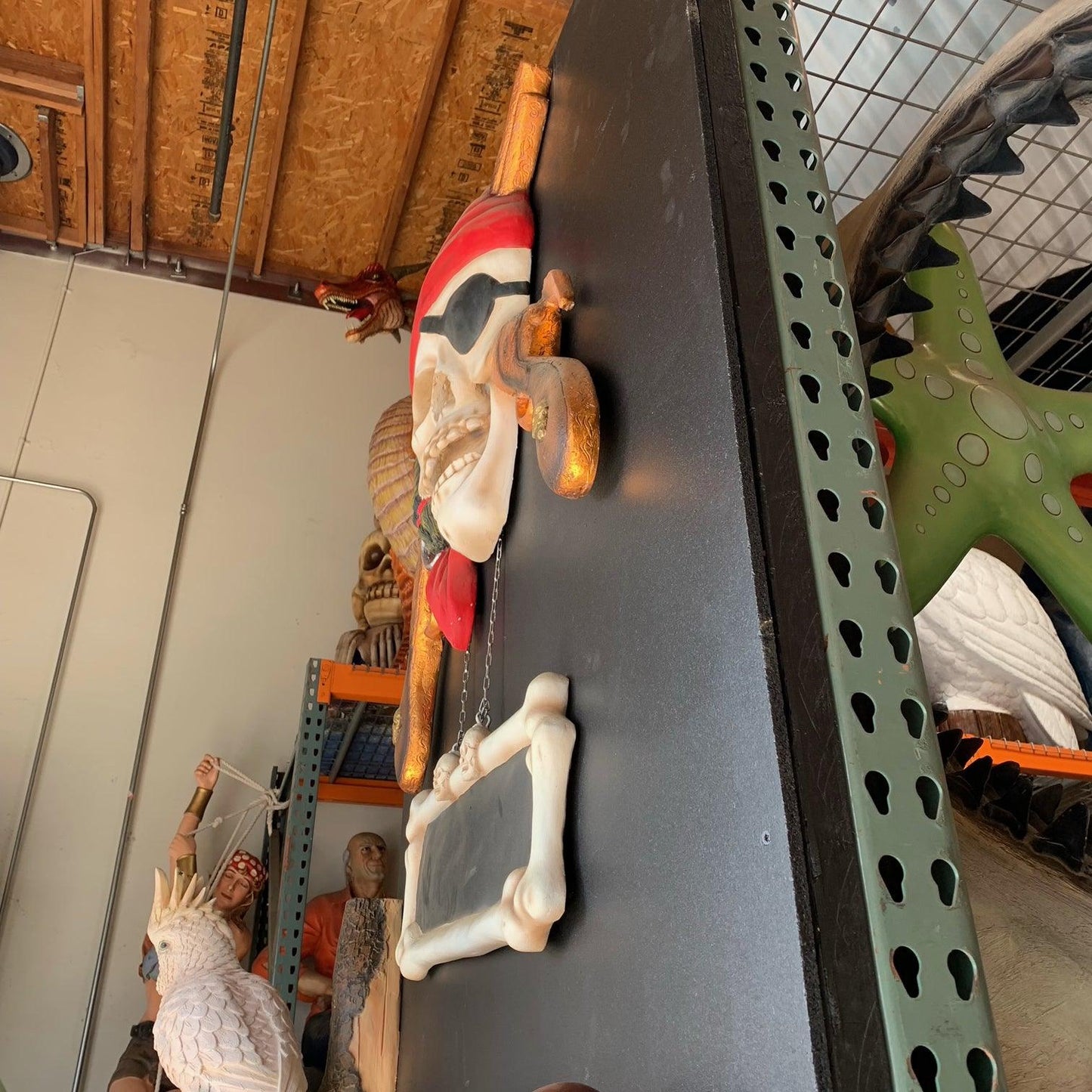 Pirate Skull Gun Sign Statue