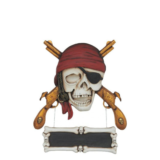 Pirate Skull Gun Sign Statue - LM Treasures Prop Rentals