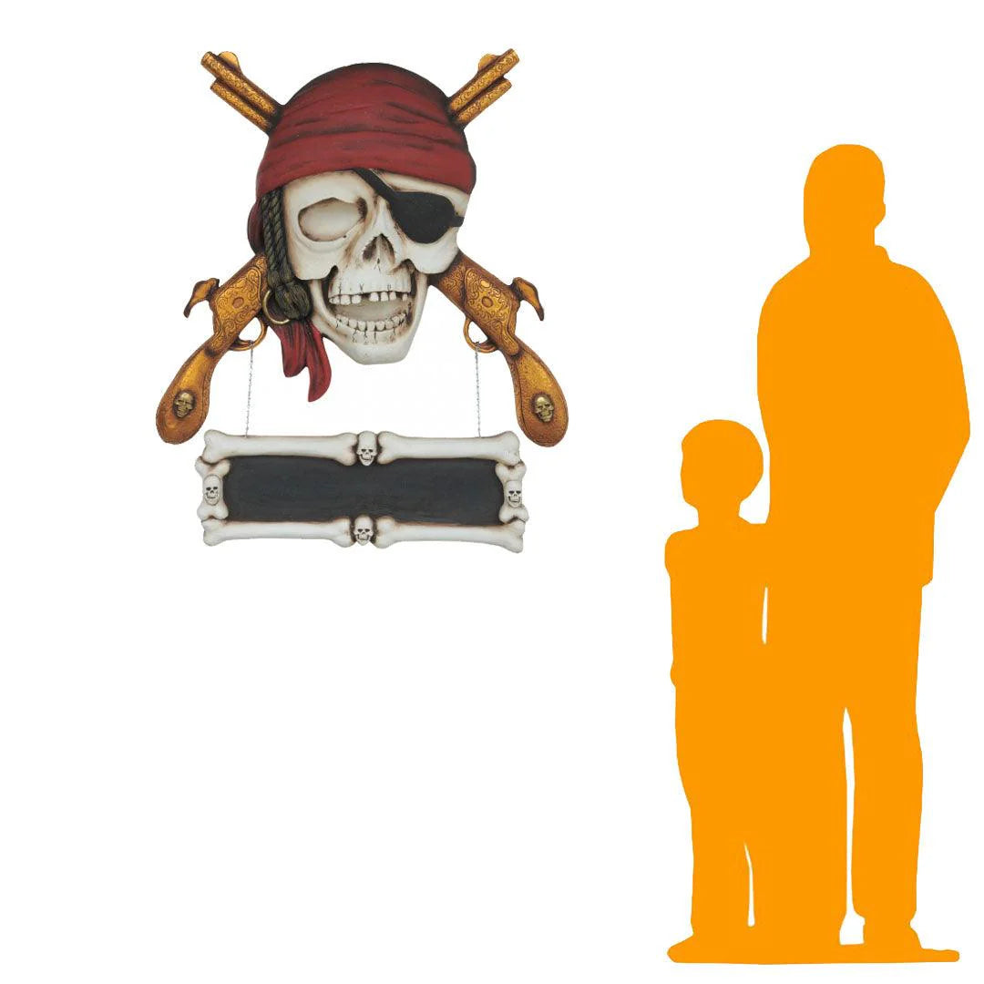 Pirate Skull Gun Sign Statue