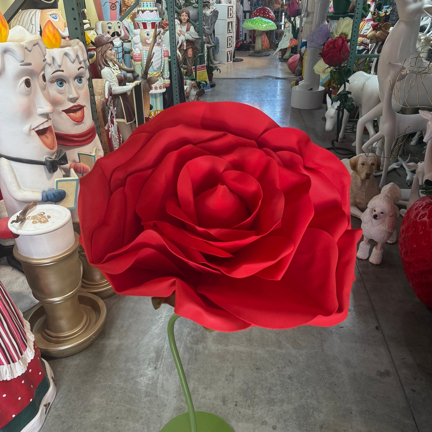 Large Fabric Rose Flower Statue
