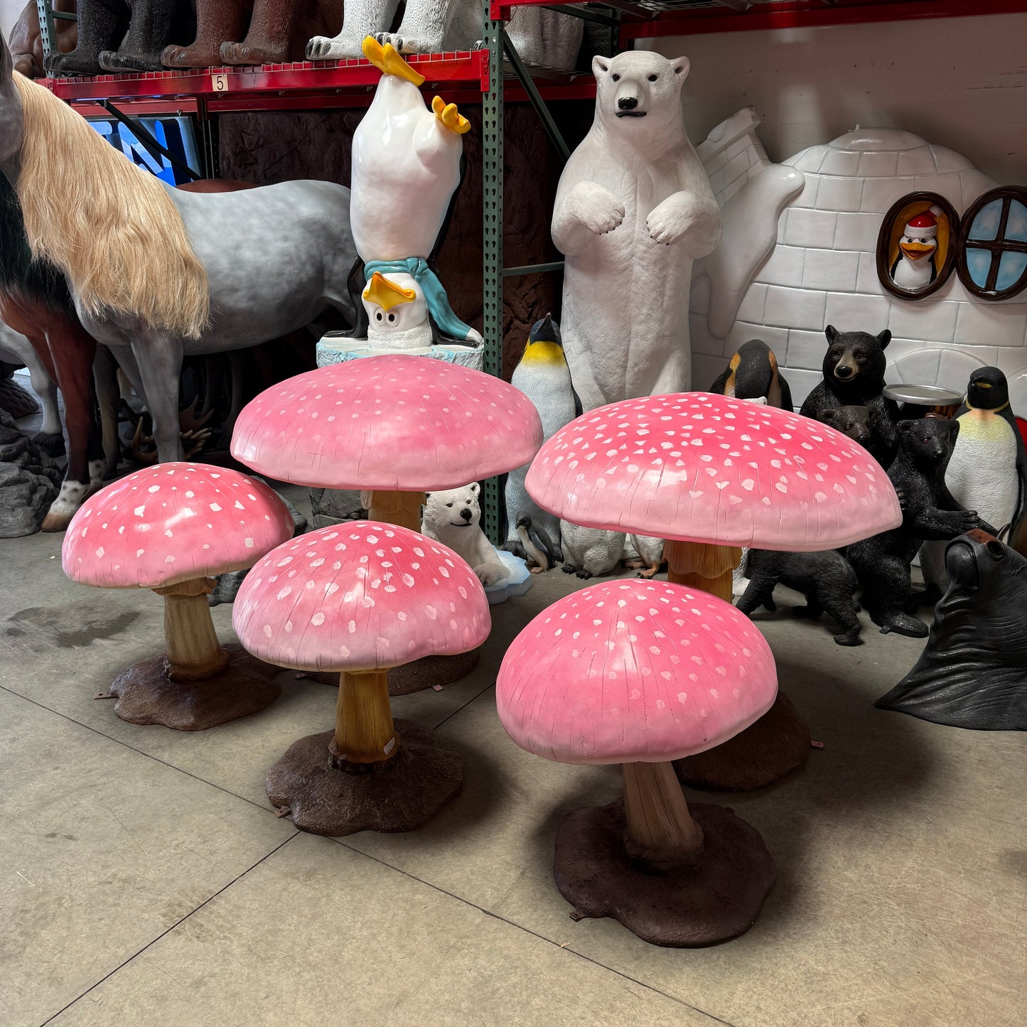 Large Pink Mushroom Statue M0166P-2102-T