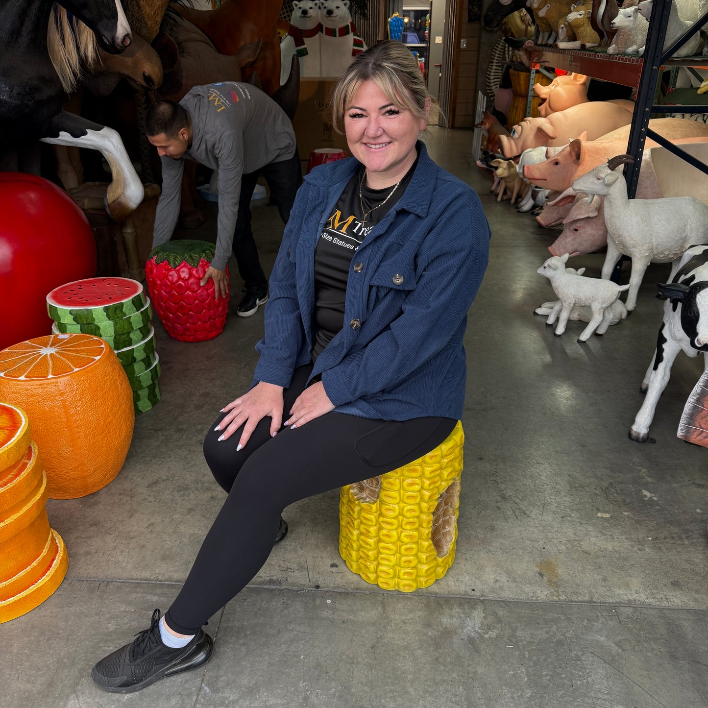 Eaten Corn Veggie Table Stool Statue