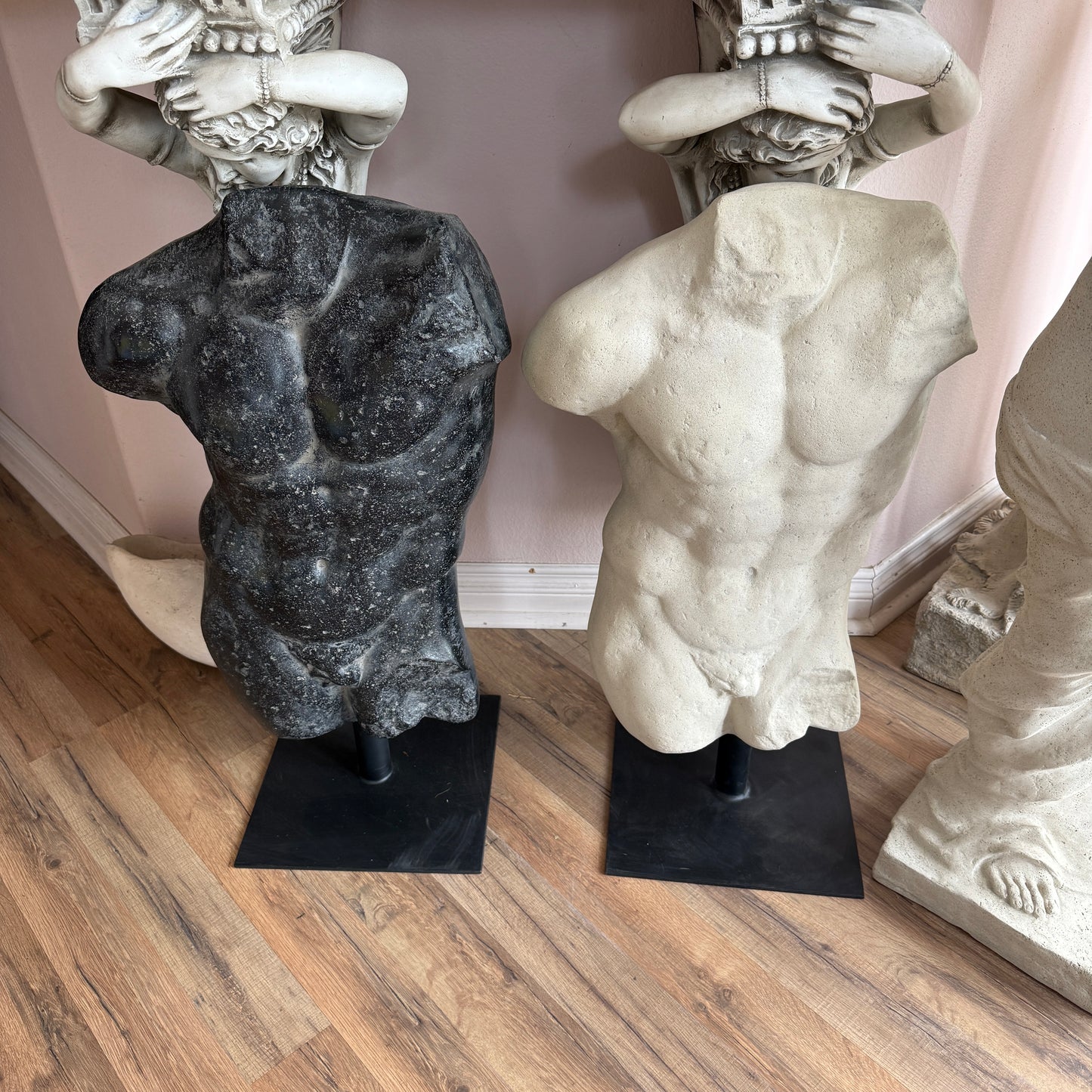 Aged Black Andrea Stone Torso Statue