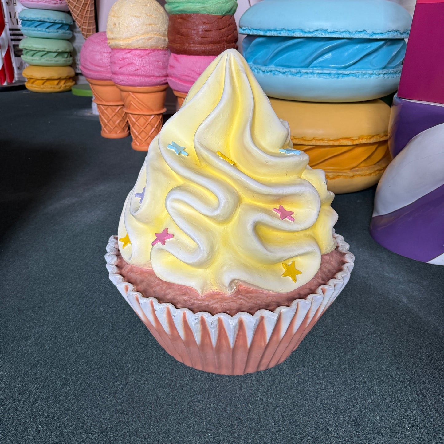 Yellow Cupcake Statue With Stars