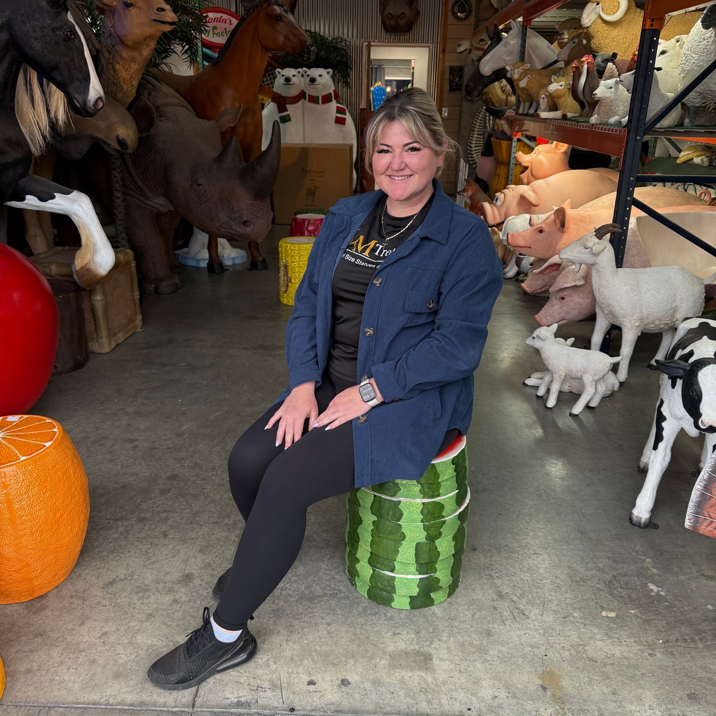 Watermelon Slices Fruit Table Stool Statue