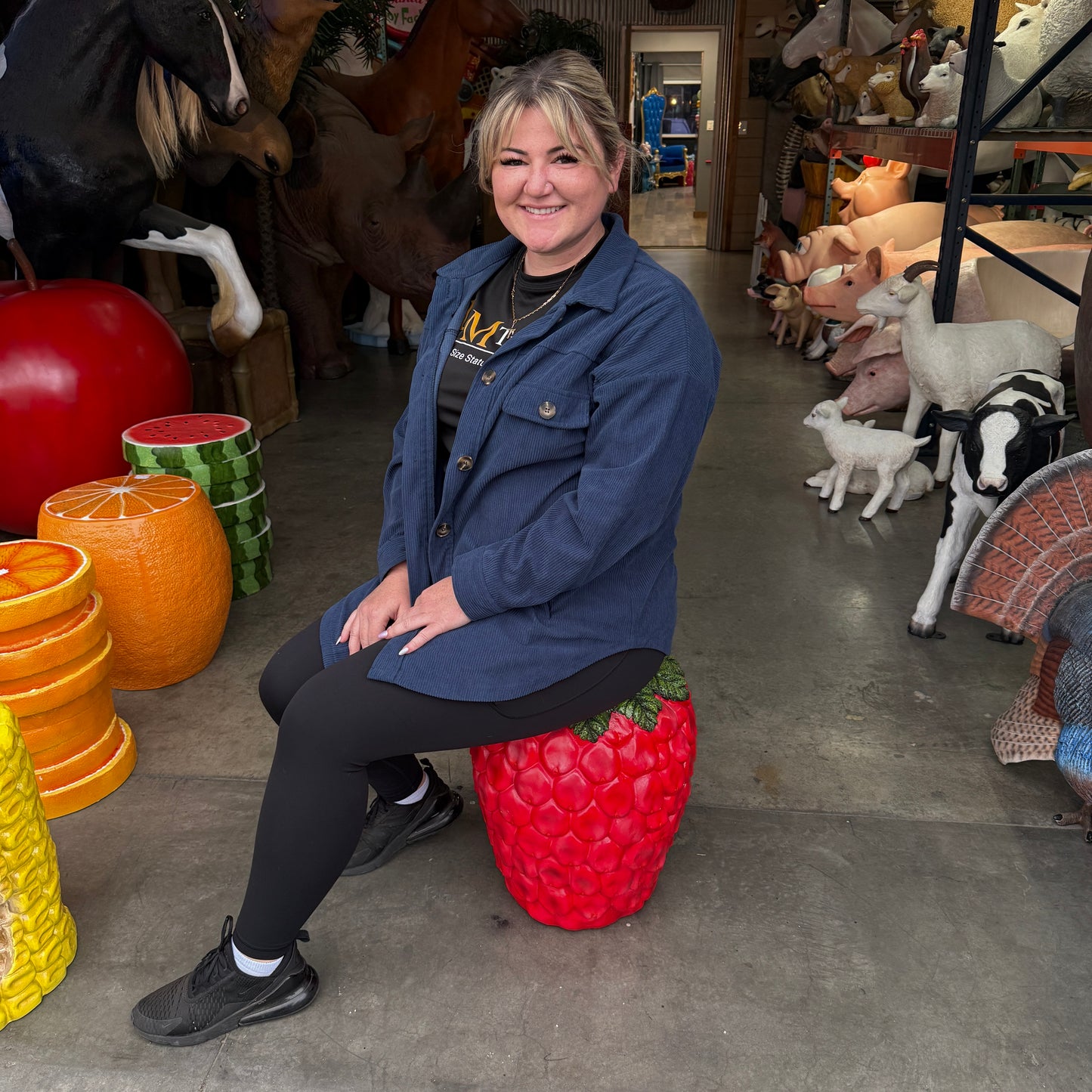 Raspberry Fruit Table Stool Statue