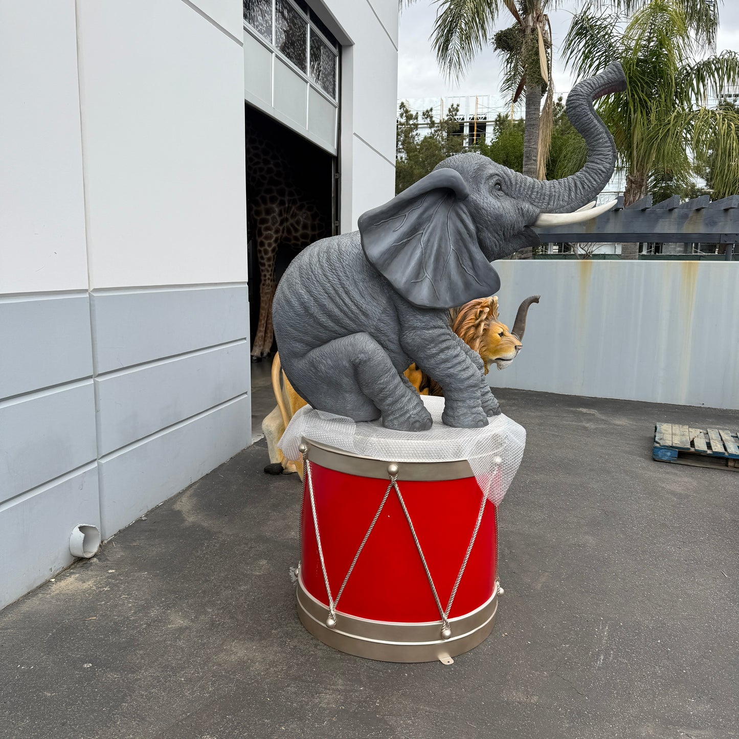 Red And Gold Drum Statue
