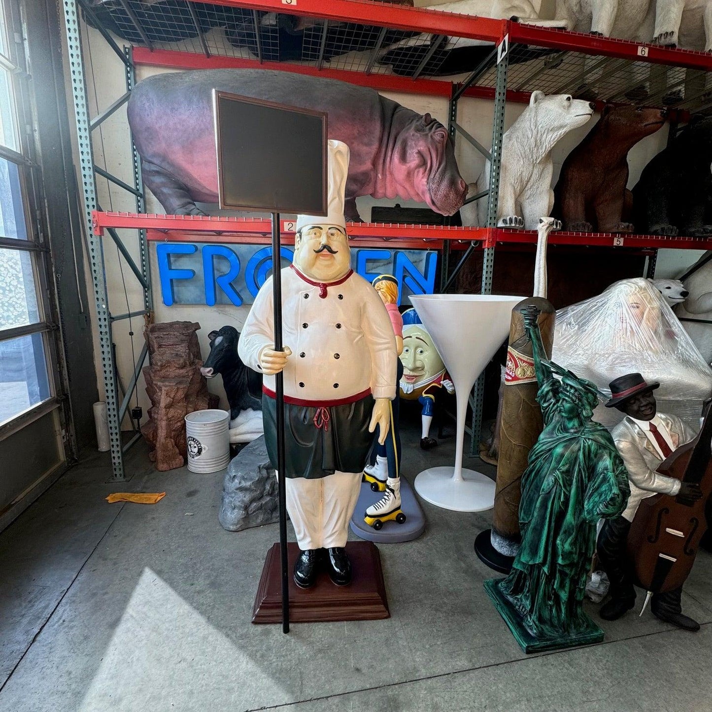 Pizza Chef With Menu Board Over Sized Statue
