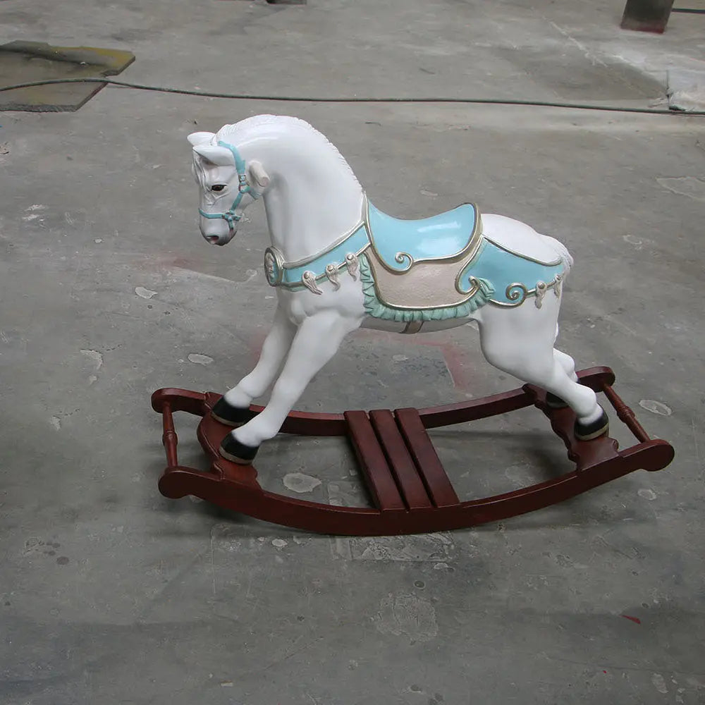 Blue Rocking Horse Rosa Statue A0339B-HORHR-H