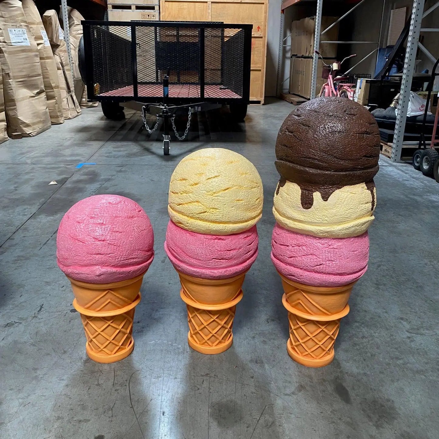 Small Two Scooped Ice Cream Statue R0386-3623-A