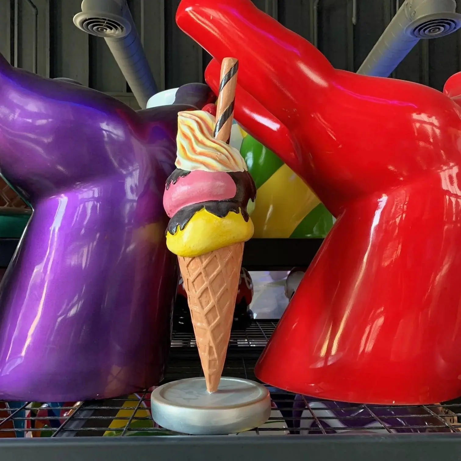 Three Scoop Waffle Ice Cream Statue R0328-JBTH216-AR