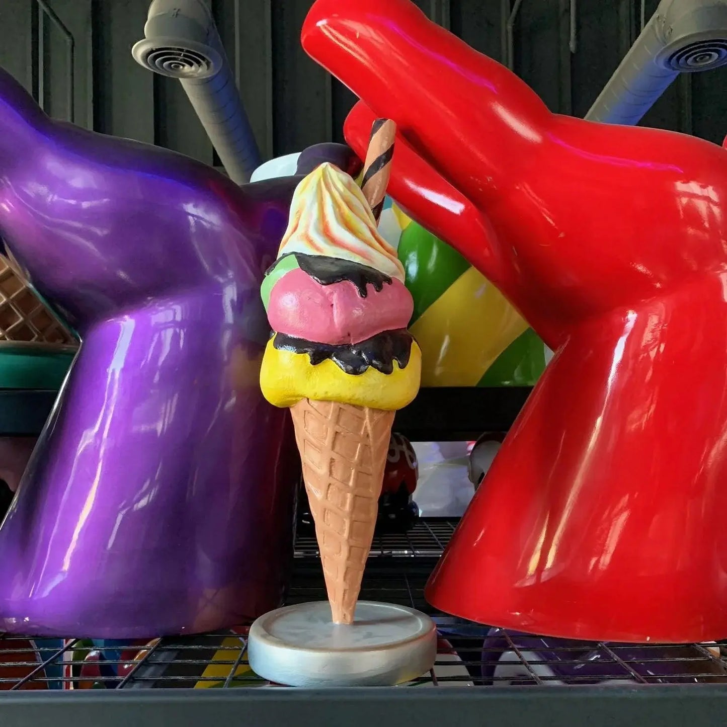 Three Scoop Waffle Ice Cream Statue R0328-JBTH216-AR