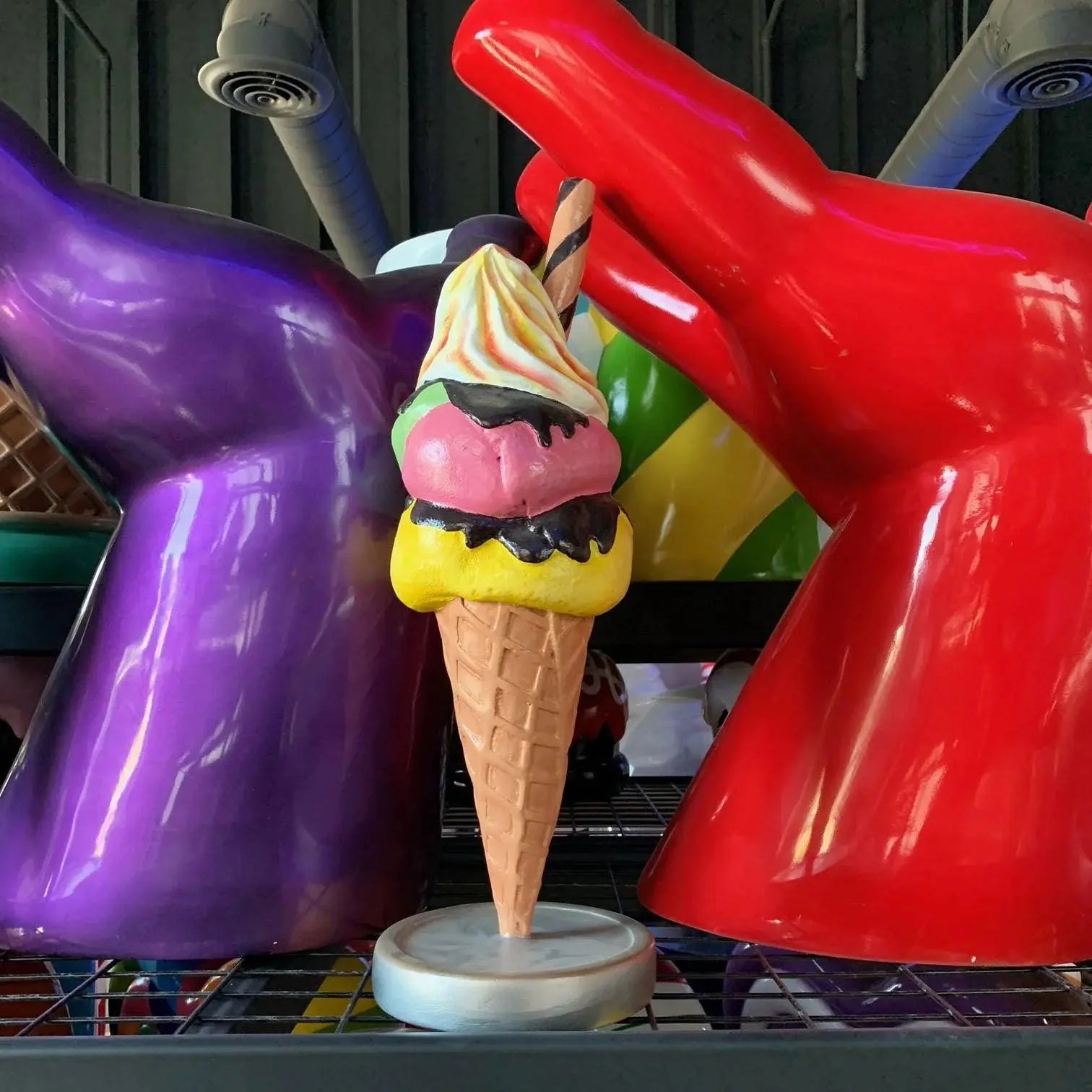 Three Scoop Waffle Ice Cream Statue R0328-JBTH216-AR