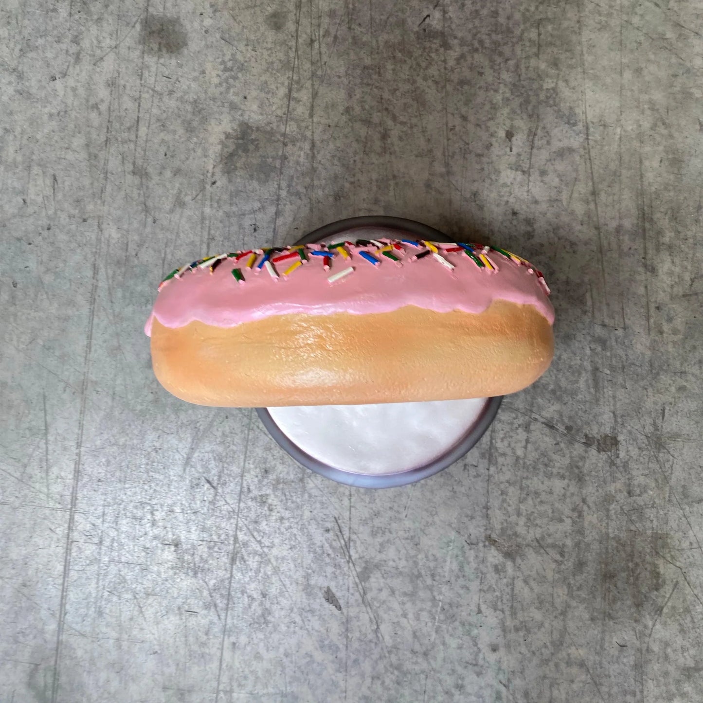 Pink Donut On Stand Statue