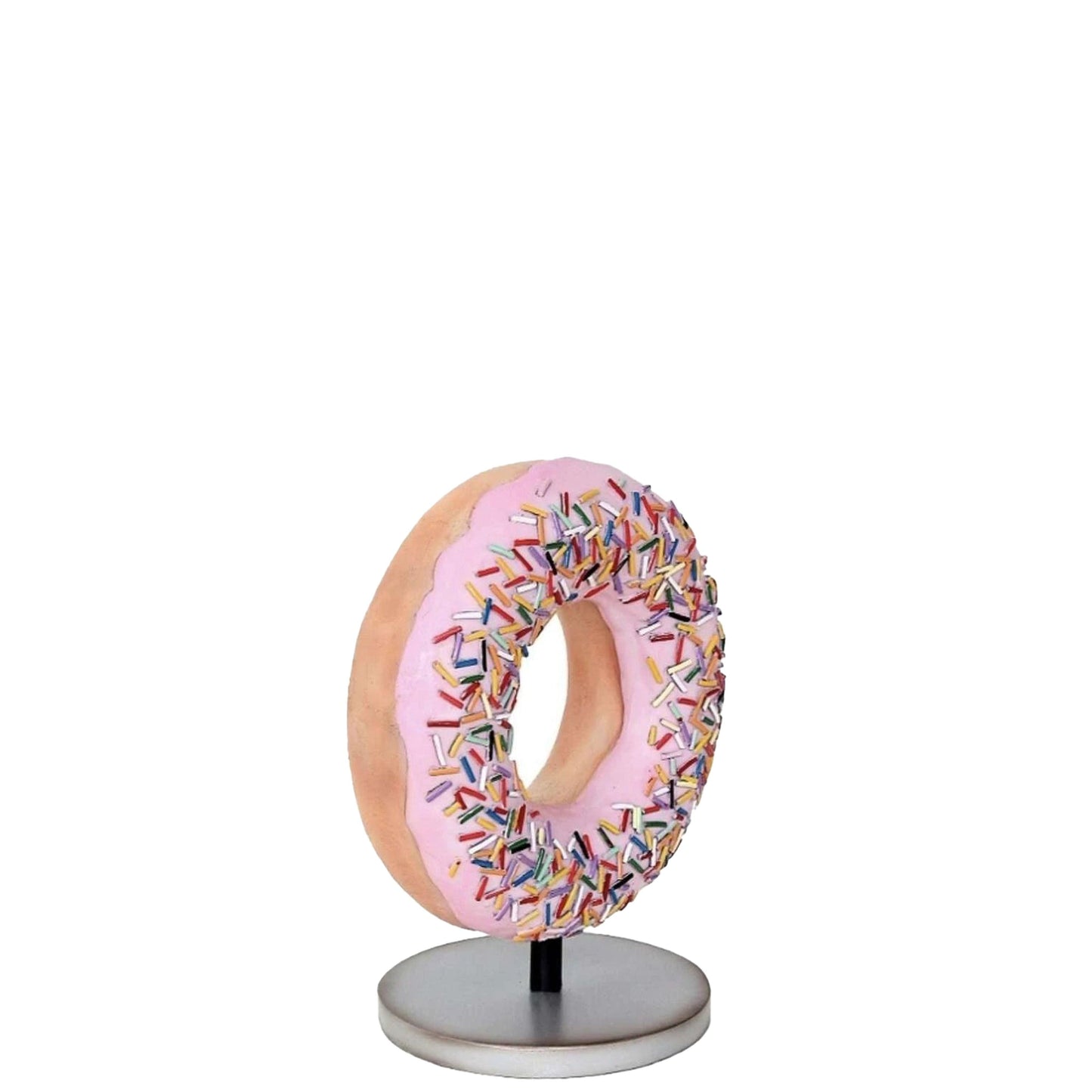 Pink Donut On Stand Statue