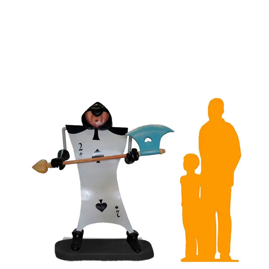 Single Black Playing Card With Axe Statue LS397S-LF-A