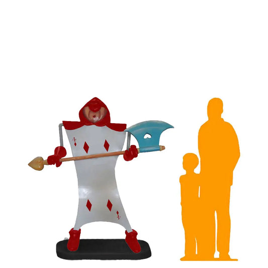 Single Red Playing Card With Axe Statue LS397-LF-A