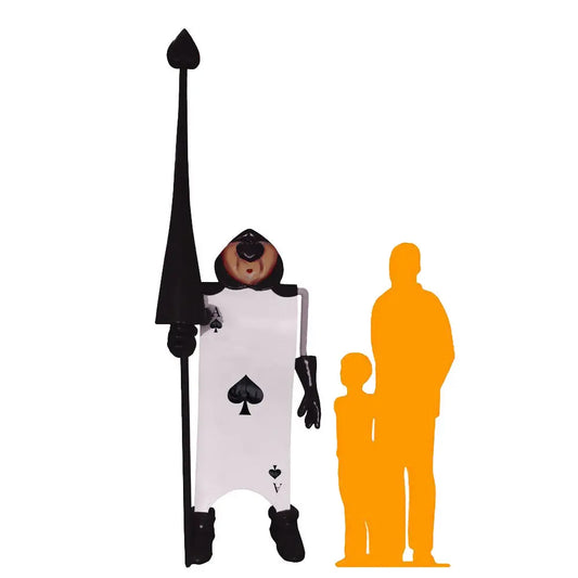 Single Black Playing Card With Staff Statue LS399A-LG-A