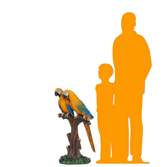 Yellow Macaw Parrots On Branch Statue A0791-MD-1001-A