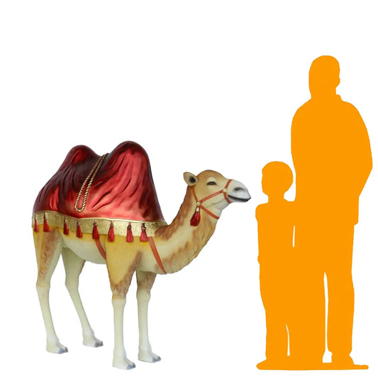 Nativity Camel with Red Ceremonial Blanket Statue A0442-MD-A
