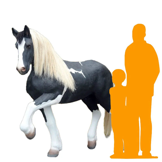 Black And White Piebald Horse Statue A0431-MI-A
