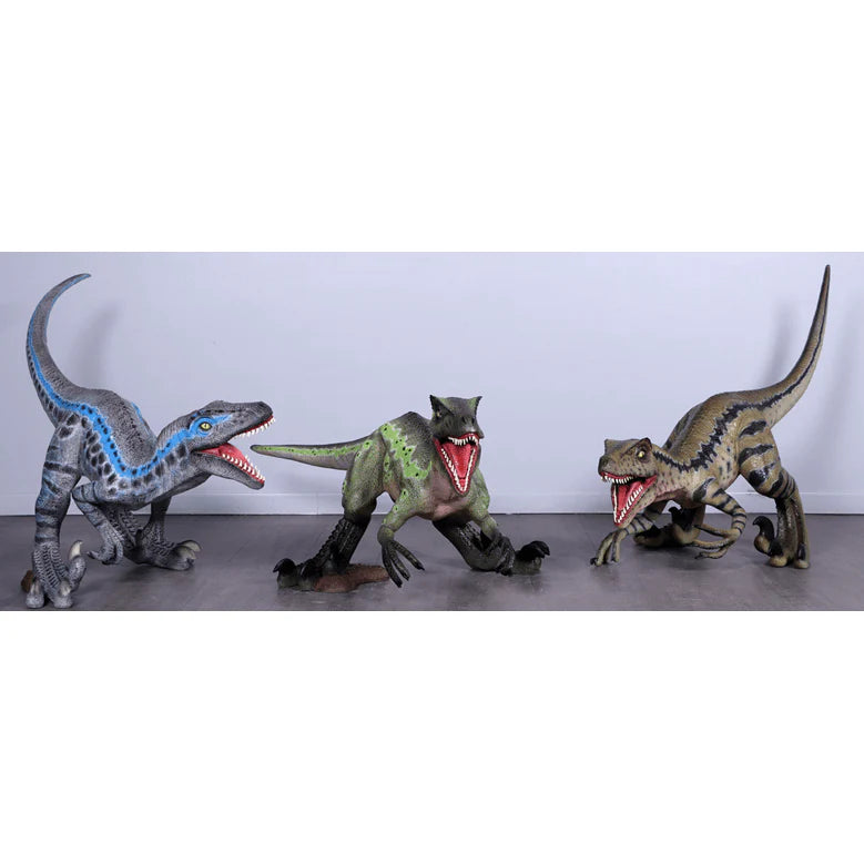 Blue Velociraptor Baby Dinosaur Statue