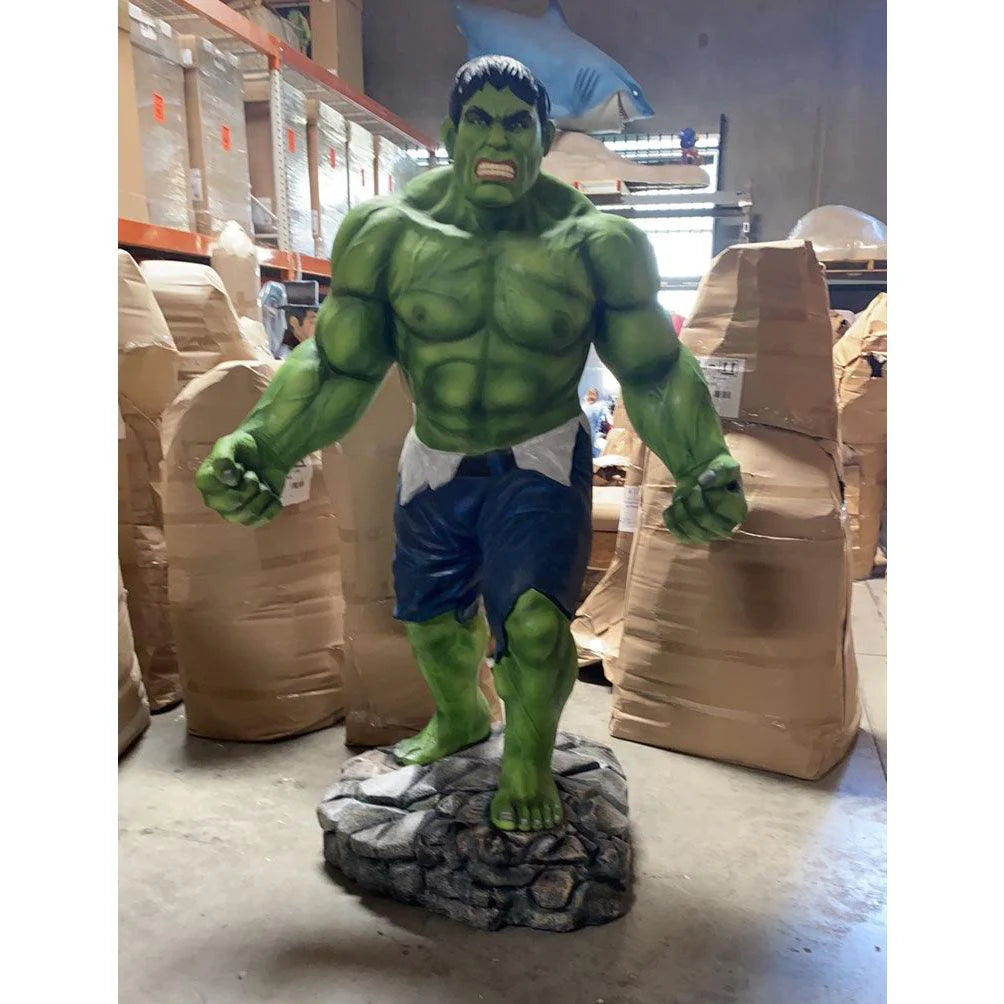 Angry Green Man Standing Super Hero Statue