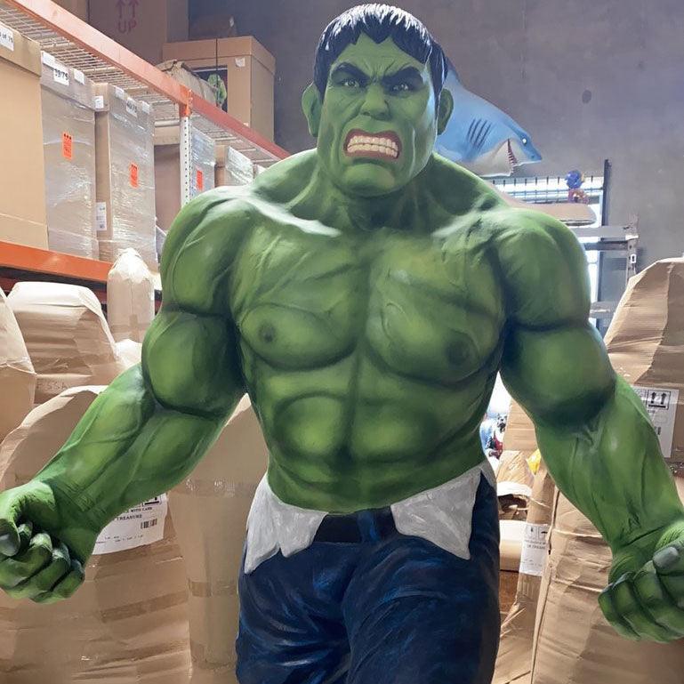 Angry Green Man Standing Super Hero Statue