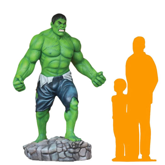 Angry Green Man Standing Super Hero Statue