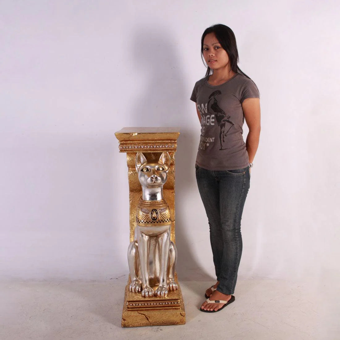 Egyptian Bastet Cat Pillar Statue