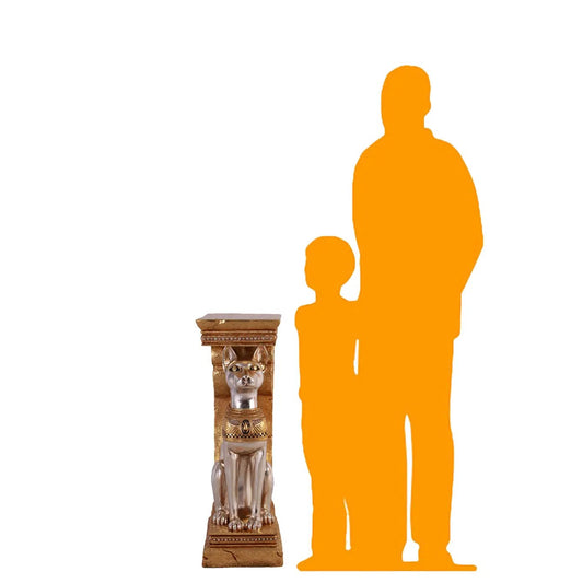 Egyptian Bastet Cat Pillar Statue E0110-PLECP-H