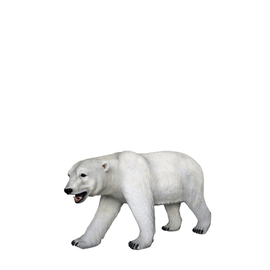 Polar Bear Walking Mouth Open Life Size Statue - LM Treasures Prop Rentals