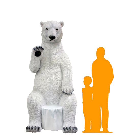 Polar Bear Chair Photo Op Statue A0765-R140-PT