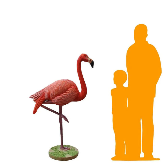 Flamingo Head Up Life Size Statue A0746U-R333-PT
